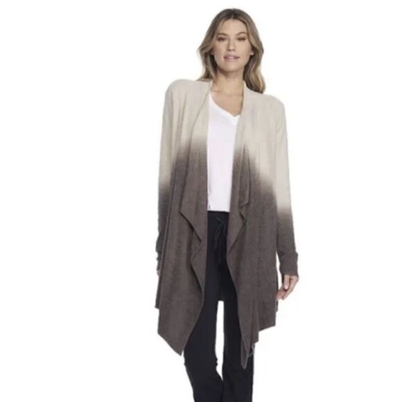 Barefoot Dreams CozyChic Calypso Wrap Cardigan Pewter/Black Ombre Women's S/M - Picture 1 of 7
